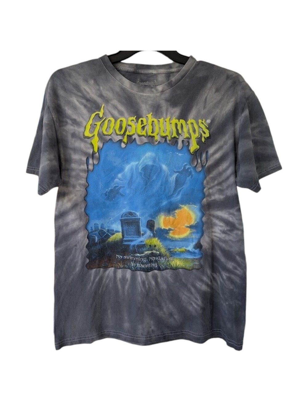 Goosebumps Tie Dye Horror Ghost Graphic T-Shirt Mens L Charcoal Gray Tee 21x28